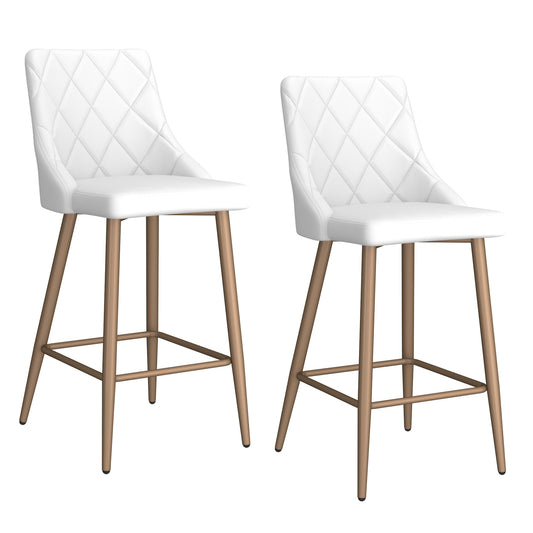 (ANTOINE WHITE- 2 PACK) - LEATHER COUNTER STOOLS