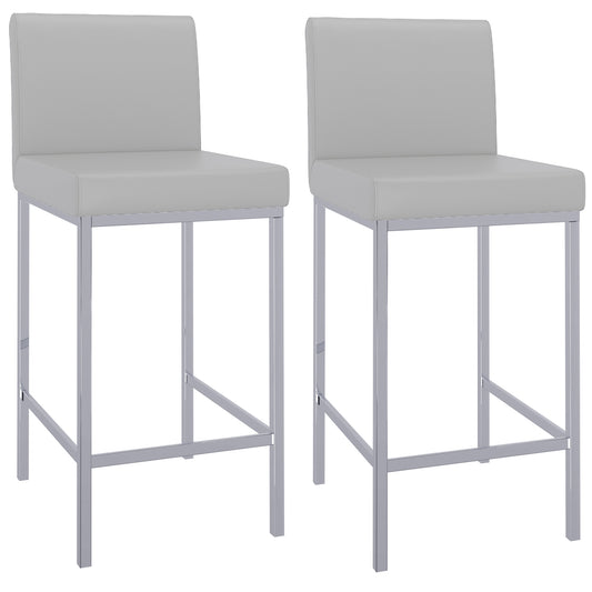 (PORTO GREY- 2 PACK) - LEATHER COUNTER STOOLS