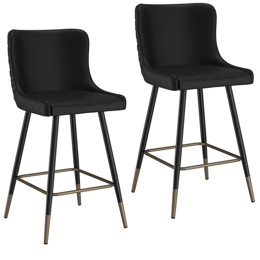 (XANDER BLACK- 2 PACK) - LEATHER COUNTER STOOLS