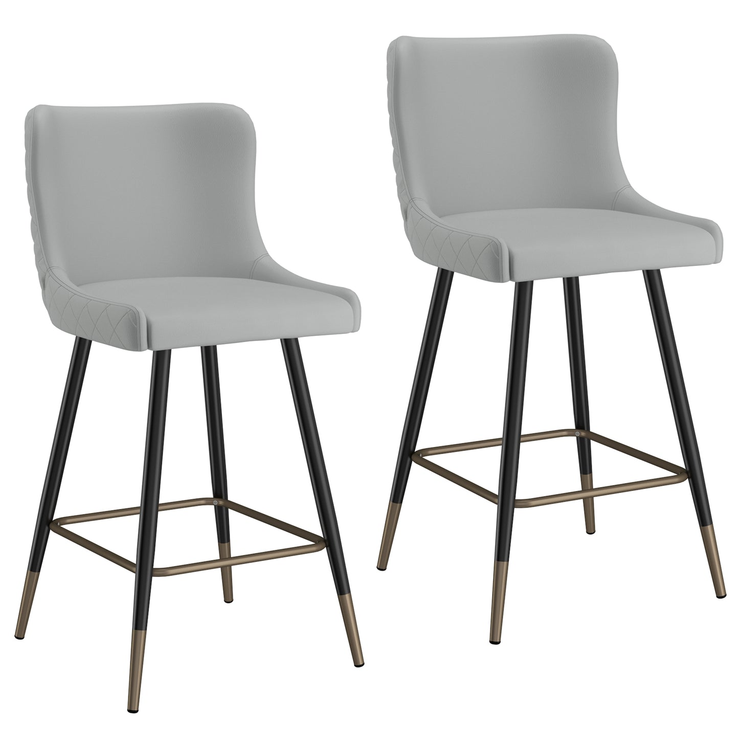 (XANDER LIGHT GREY- 2 PACK) - LEATHER COUNTER STOOLS