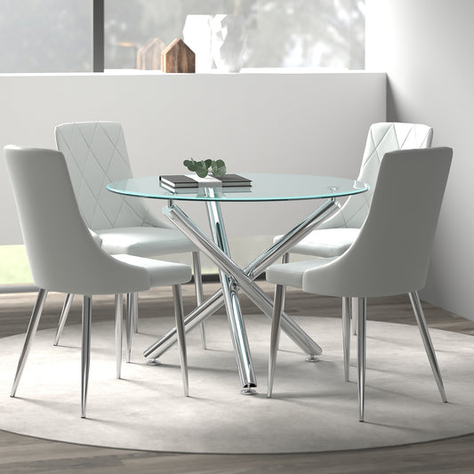 (ALEX - DEVO GREY- 5) - 47" ROUND - DINING TABLE - WITH 4 CHAIRS