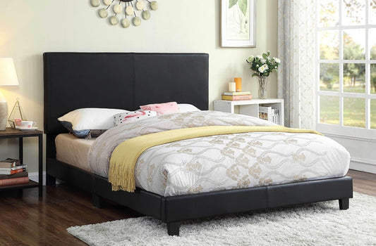 QUEEN SIZE- (2110 BLACK)- LEATHER BED FRAME- (BOX SPRING REQUIRED)- OUT OF STOCK UNTIL DECEMBER 19, 2023