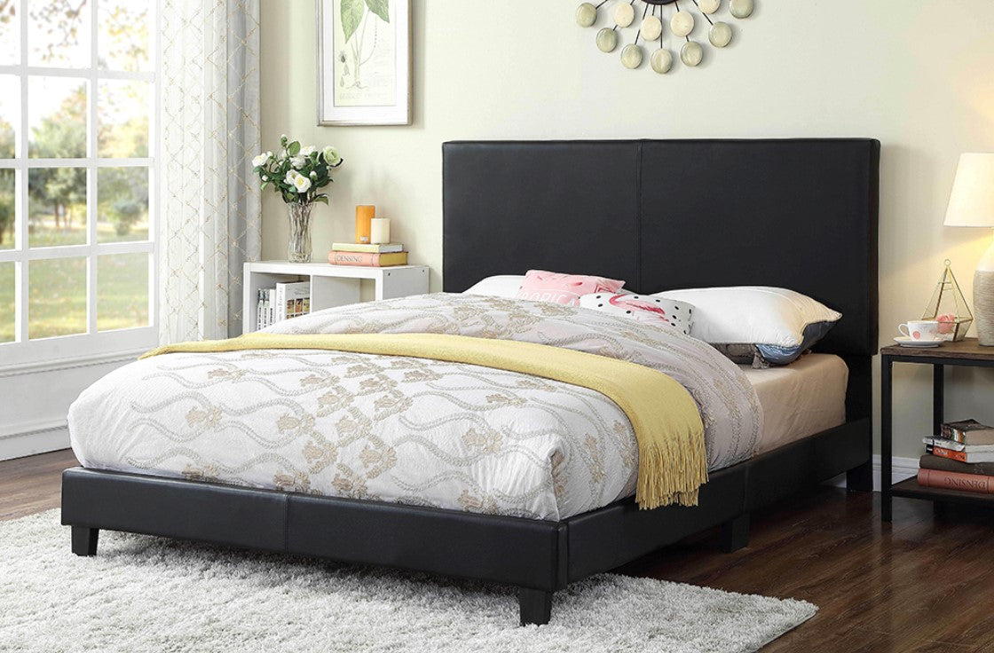 KING SIZE- (2110 BLACK)- LEATHER BED FRAME- (BOX SPRING REQUIRED)