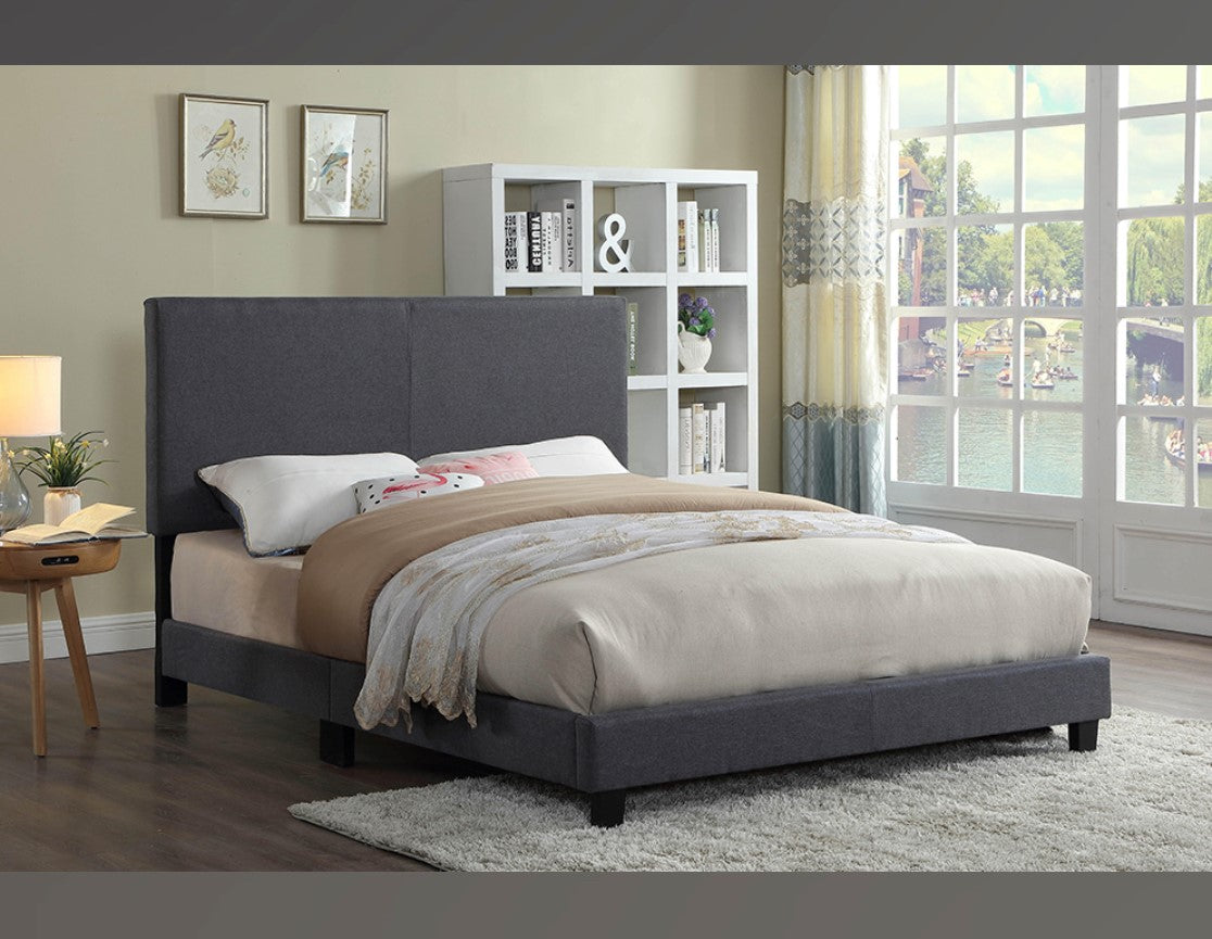 TWIN (SINGLE) SIZE- (2110 GREY FABRIC)- BED FRAME- (BOX SPRING REQUIRED)