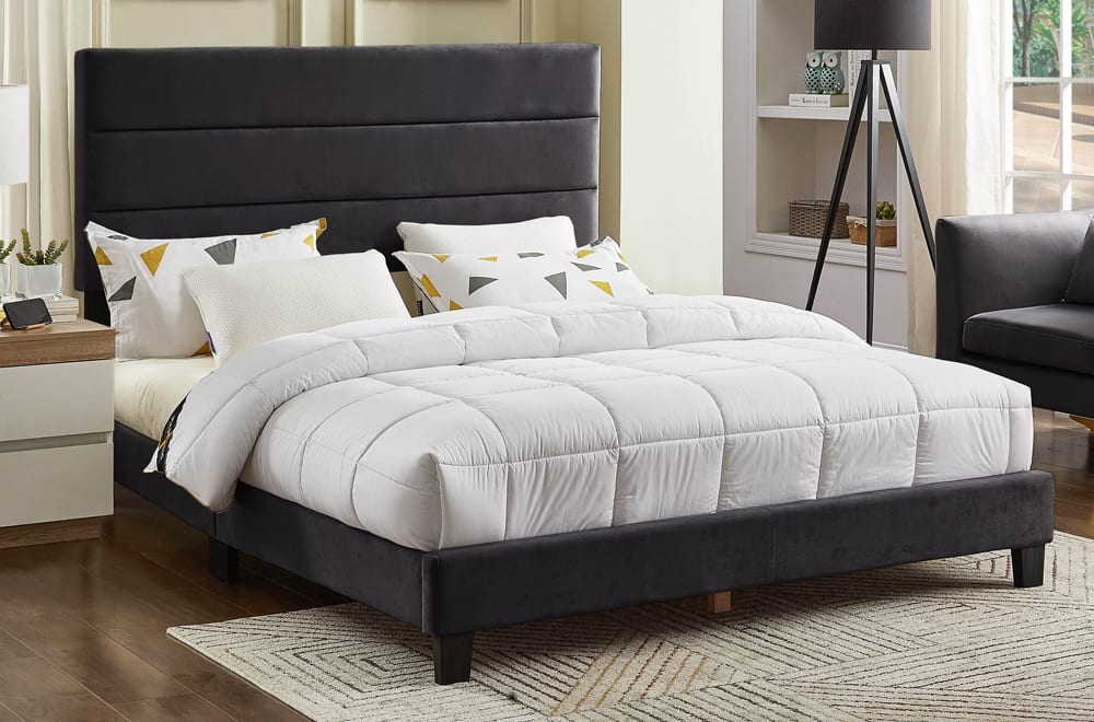 KING SIZE- (2119 DARK GREY)- FABRIC BED FRAME- (BOX SPRING REQUIRED)