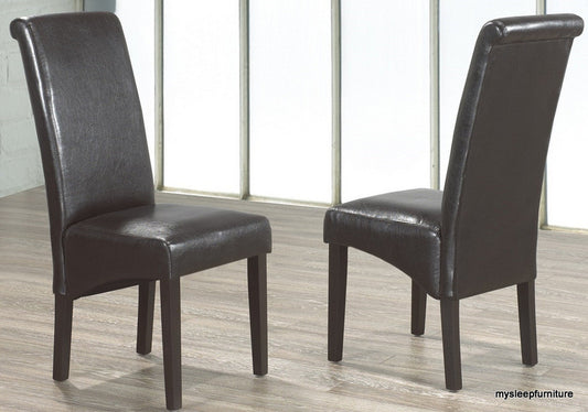 (220 ESPRESSO- 2 PACK)- ROLLBACK- LEATHER DINING CHAIRS