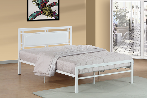 QUEEN SIZE- (141 WHITE)- METAL BED FRAME- WITH SLATS