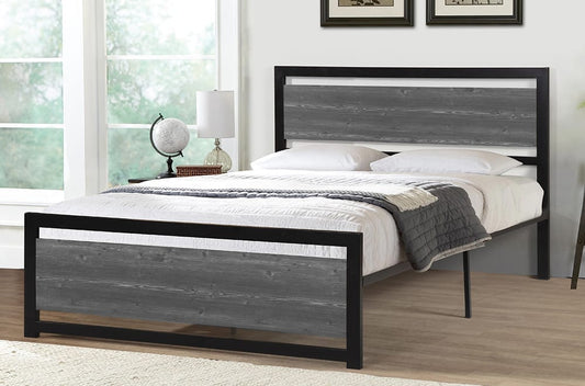 TWIN (SINGLE) SIZE- (2233 GREY)- METAL BED FRAME- WITH SLATTED PLATFORM- OUT OF STOCK UNTIL MARCH 11, 2024