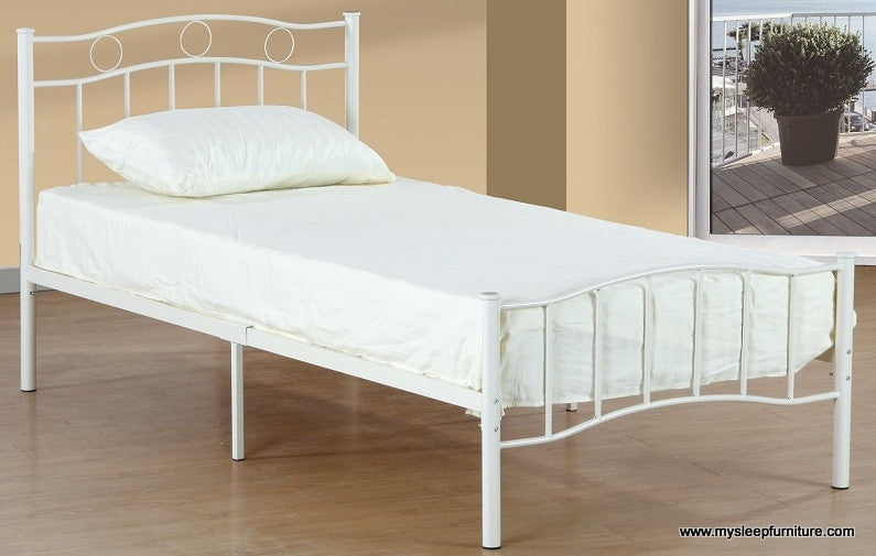 DOUBLE (FULL) SIZE- (2300 WHITE)- METAL BED FRAME- WITH SLATTED PLATFORM