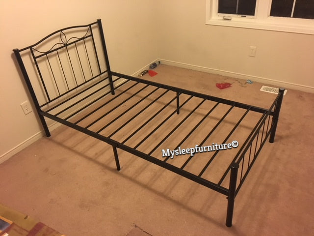 TWIN (SINGLE) SIZE- (2310 BLACK)- METAL BED FRAME- WITH SLATTED PLATFORM- OUT OF STOCK UNTIL MARCH 15, 2024