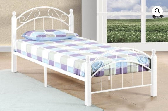 TWIN (SINGLE) SIZE- (2320 WHITE)- METAL BED FRAME- WITH SLATTED PLATFORM