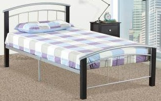 TWIN (SINGLE) SIZE- (2330 SILVER)- METAL BED FRAME- WITH SLATTED PLATFORM