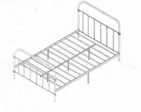 QUEEN SIZE- (2335 WHITE)- METAL- BED FRAME- WITH SLATTED PLATFORM