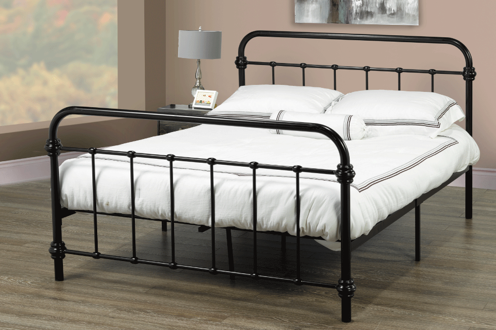 QUEEN SIZE- (2335 BLACK)- METAL- BED FRAME- WITH SLATTED PLATFORM- out of stock
