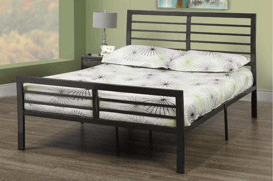 DOUBLE (FULL) SIZE- (2336 CHARCOAL)- METAL- BED FRAME- WITH SLATTED PLATFORM