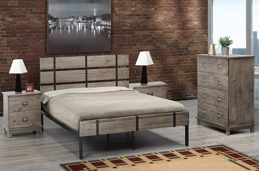 QUEEN SIZE- (2337 GREY)- METAL- BED FRAME- WITH CAGE SLATS