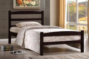 TWIN (SINGLE) SIZE- (2340 ESPRESSO)- WOOD BED FRAME- WITH SLATS