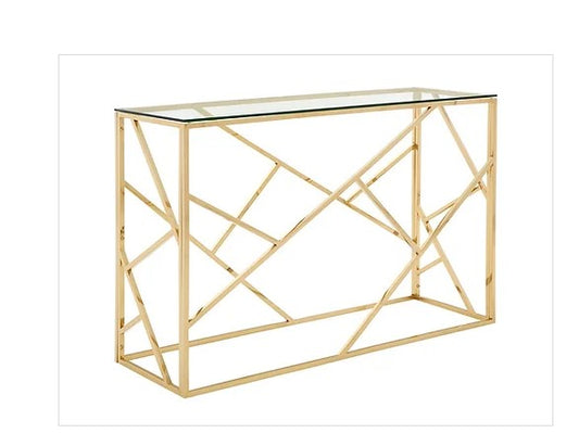 (2341 GOLD)- GLASS- CONSOLE/ COMPUTER TABLE