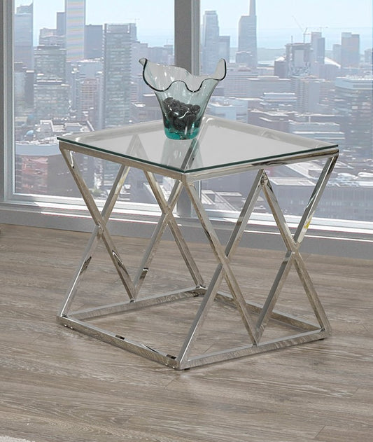 (2352 CHROME)- GLASS ACCENT TABLE