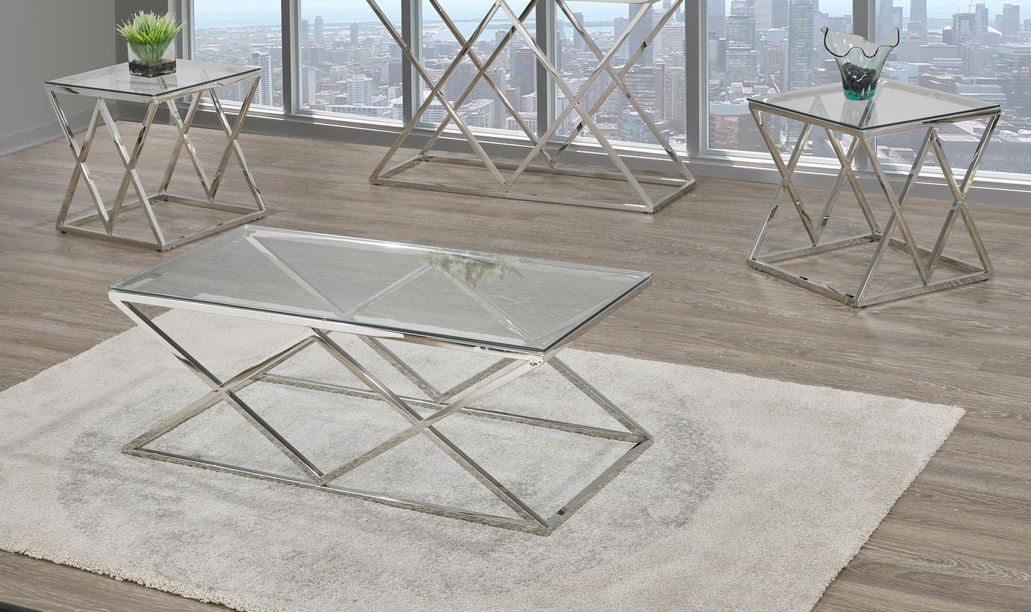 (2352- 3)- GLASS- COFFEE TABLE- WITH 2 END TABLES