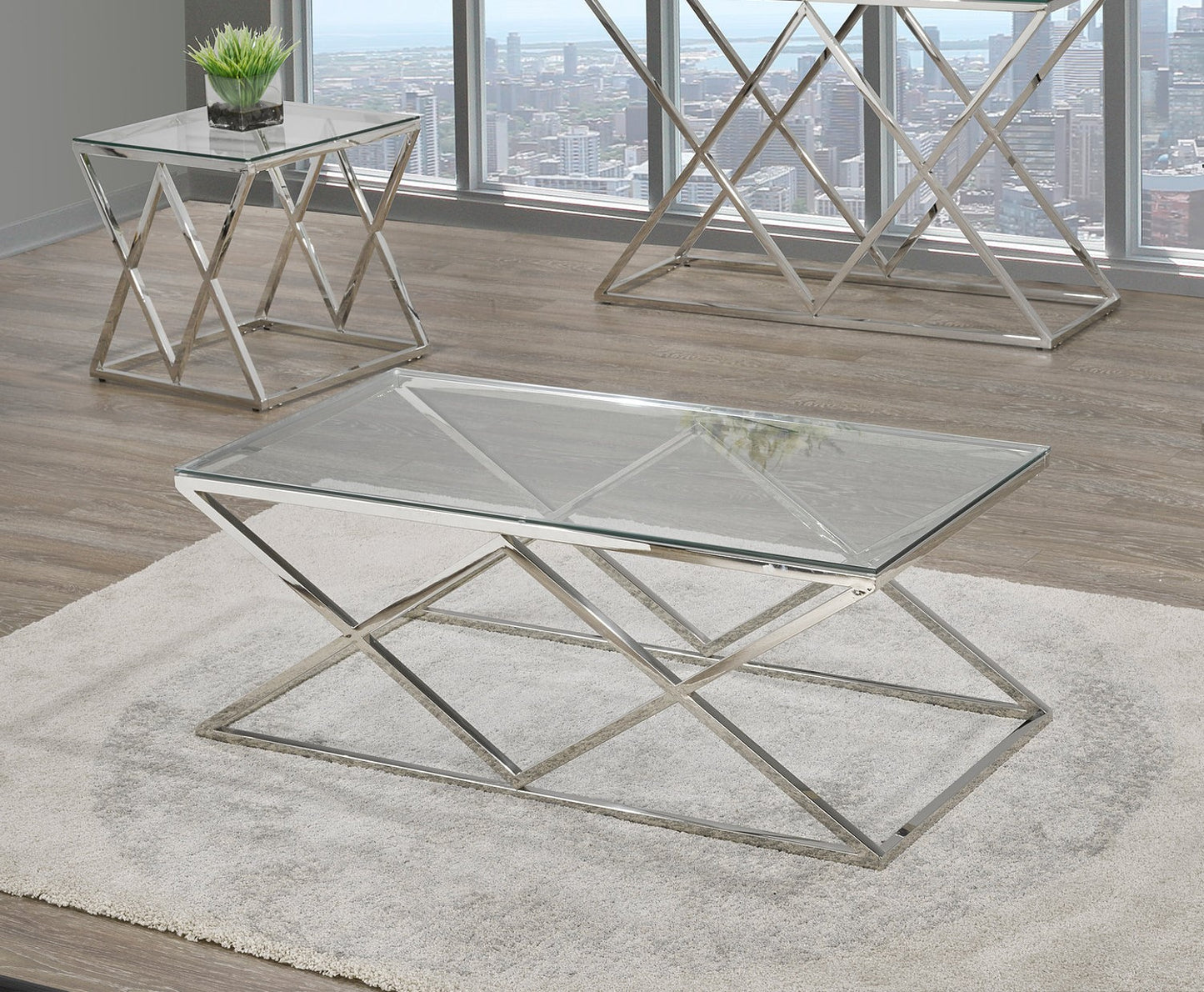 (2352- 4)- GLASS- COFFEE TABLE- WITH 1 END TABLE