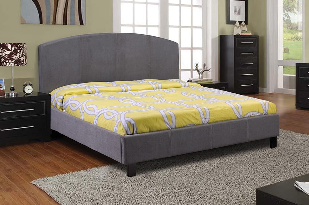 DOUBLE (FULL) SIZE- (2355 GREY)- FABRIC BED FRAME- WITH SLATS- inventory CLEARANCE