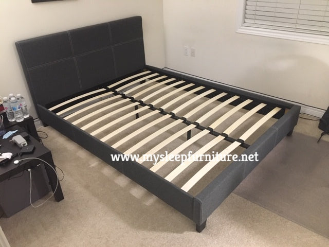 QUEEN SIZE- (2358 GREY)- FABRIC BED FRAME- WITH SLATS- INVENTORY CLEARANCE
