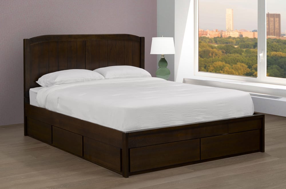 QUEEN SIZE- (2372 BROWN)- WOOD BED FRAME- WITH DRAWERS- out of stock