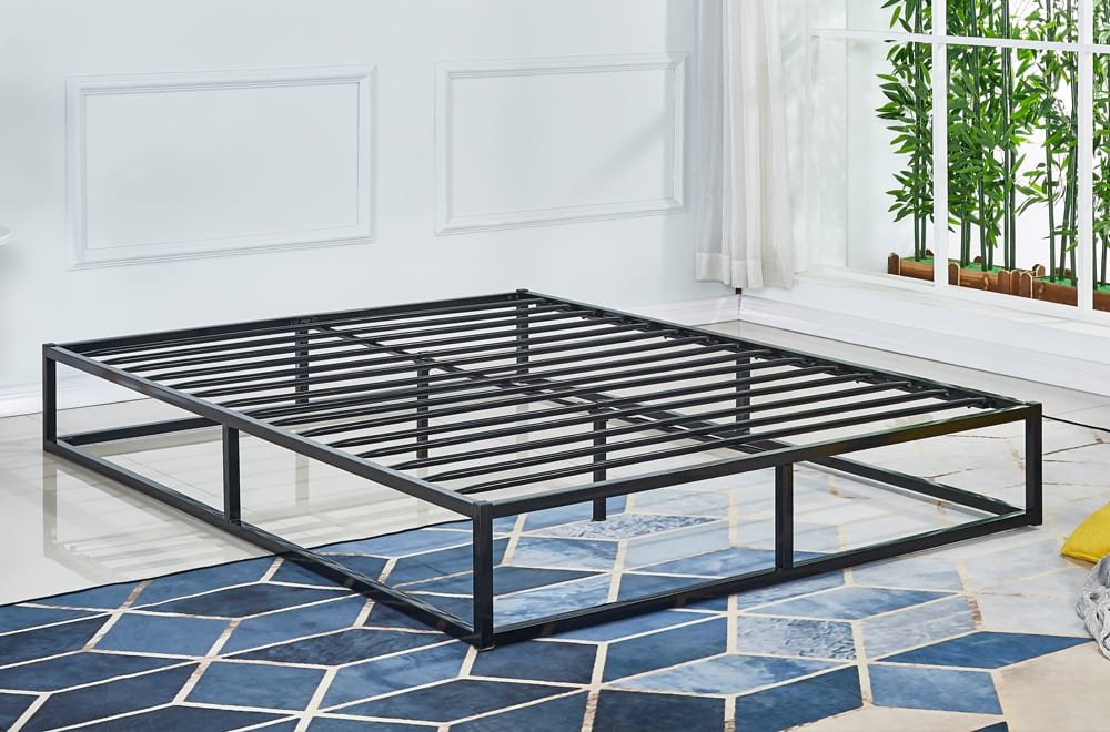 QUEEN SIZE- (2425 BLACK)- METAL BED FRAME- WITH SLATS
