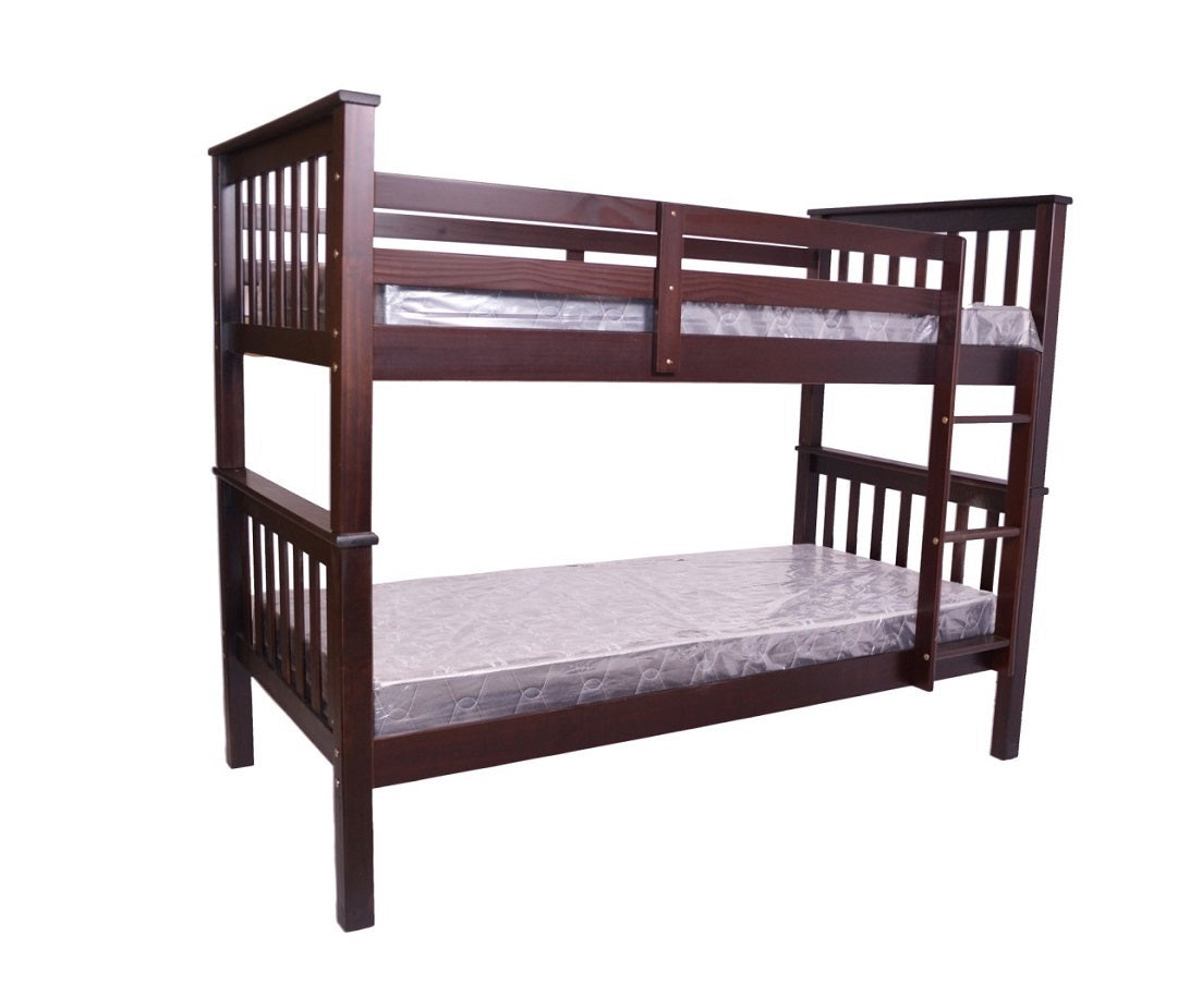 TWIN/ TWIN- (2500 ESPRESSO)- WOOD BUNK BED- WITH SLATS- SALE PRICE UNTIL MARCH 31, 2024 OR UNTIL STOCK LASTS