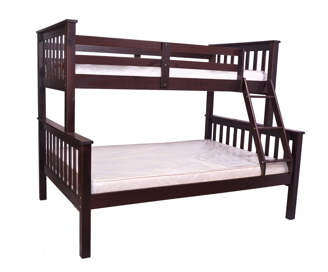 TWIN/ DOUBLE- (2501 ESPRESSO)- WOOD- SPLITTABLE- BUNK BED- WITH SLATS