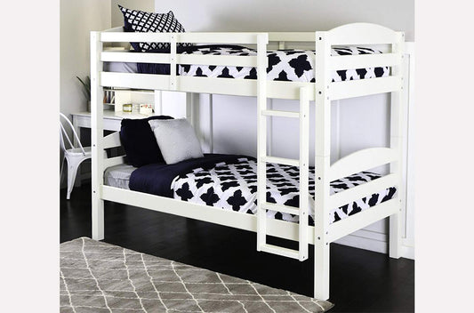 TWIN/ TWIN- (2508 WHITE)- SPLITTABLE- WOOD BUNK BED