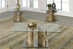 2680- GLASS- COFFEE TABLE- WITH 2 SIDE TABLES