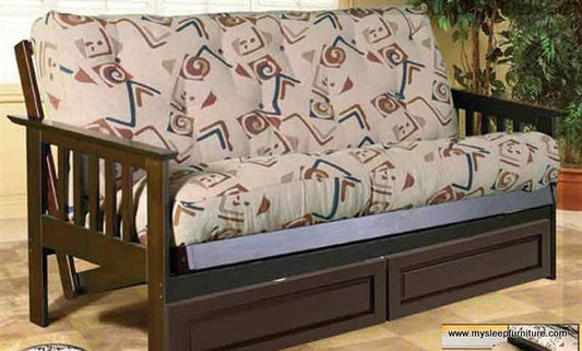 DOUBLE SIZE- (275 ESPRESSO)- WOOD- FUTON FRAME- (WITHOUT MATTRESS) (WITHOUT DRAWERS)