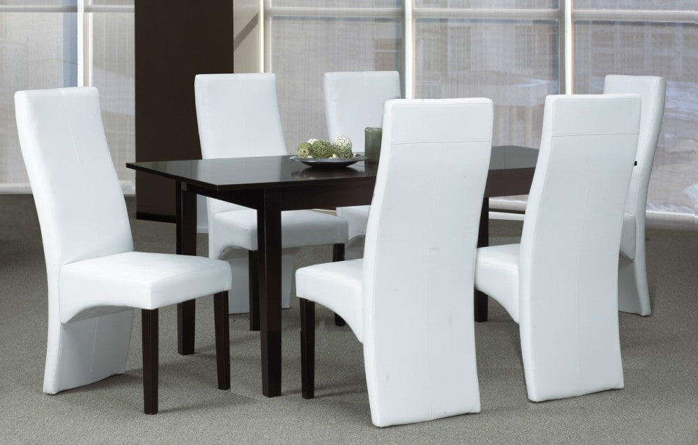 (3009-200 WHITE- 7)- WOOD- DINING TABLE- WITH 6 CHAIRS