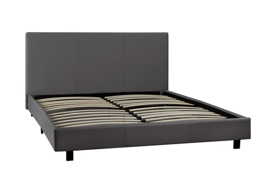 QUEEN SIZE- (3032 GREY)- LEATHER- BED FRAME- WITH SLATS