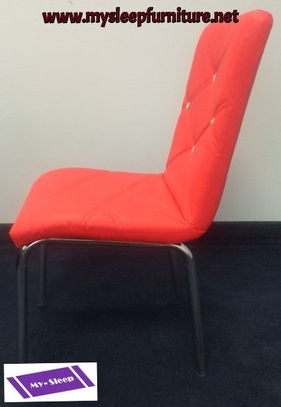 (312 RED)- CRYSTAL TUFTED- DINING CHAIR- FINAL CLEARANCE- ONLY 2 CHAIRS LEFT
