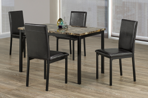 (3200 BROWN- 5)- MARBLE LOOK- DINING TABLE- WITH 4 CHAIRS