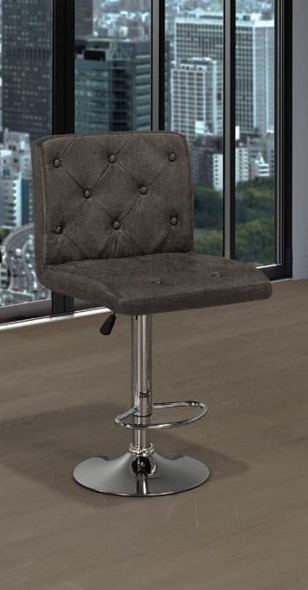 (3280 GREY)- BUTTON TUFTED- FABRIC BAR STOOL- INVENTORY CLEARANCE- ONLY 2 AVAILABLE UNTIL NOVEMBER 8, 2023