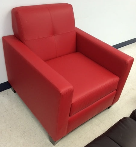 (3320 RED)- PU LEATHER- CANADIAN MADE ACCENT CHAIR (DELIVERY AFTER 3 WEEKS)