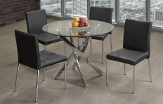 (3460- 3401 BLACK- 5)- GLASS DINING TABLE- WITH 4 CHAIRS