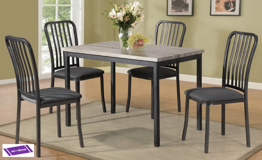 (3721- 3720 GREY- 5)- METAL- DINING TABLE- WITH 4 CHAIRS