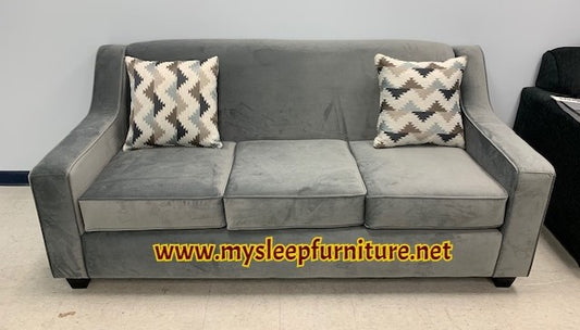 (4000 GREY- 1 PLAIN BACK)- FABRIC- CANADIAN MADE- SOFA- (DELIVERY AFTER 1 MONTH)