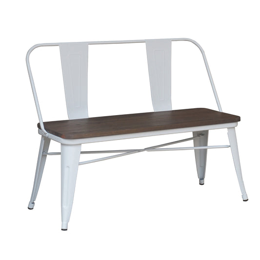 (MODUS WHITE)- METAL BENCH WITH BACK- SUPPLIER CLEARANCE