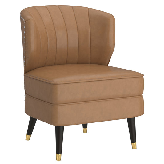 (KYRIE SADDLE BROWN)- LEATHER- ACCENT CHAIR