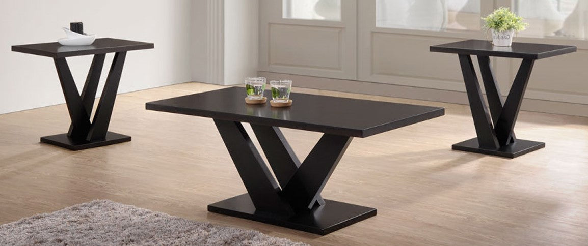 (4321 CARLA BLACK)- WOOD- COFFEE TABLE- WITH 2 SIDE TABLES- out of stock