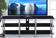 (5004 BLACK)- 60" LONG- GLASS TV STAND (HOLDS UPTO 70" TV)