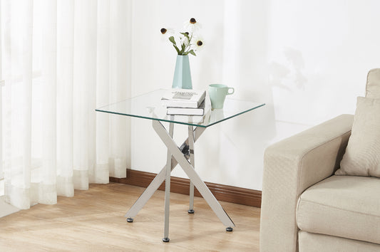 (5005 CHROME)- GLASS- ACCENT SIDE TABLE- INVENTORY CLEARANCE