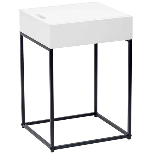(ERYK WHITE)- WOOD- ACCENT SIDE TABLE- WITH 1 STORAGE DRAWER