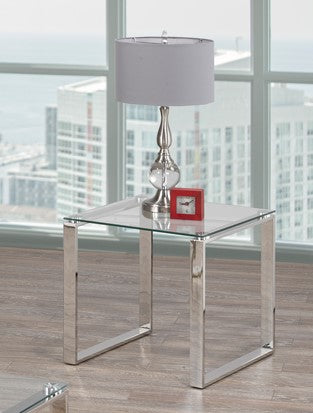 (5015 CHROME)- GLASS- ACCENT SIDE TABLE